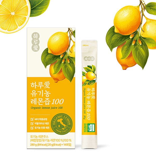 하루애 100% 유기농 이탈리아 통레몬 NFC 착츱 톡톡 레몬즙 20g X 14포 상품이미지