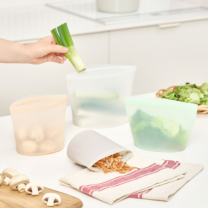 [바겐슈타이거] 실리콘지퍼백 3종세트_멜로우피치(살구색) 상품이미지