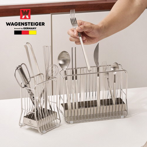 [바겐슈타이거]_스텐304 와이어 수저통_대(물받침포함)