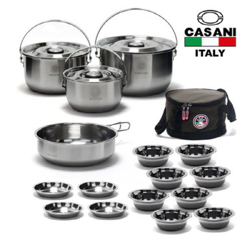 [까사니]_네이처 스텐코펠_6-7인용냄비(대/중/소-1P씩)/팬_후라이팬1P/대접8P/접시4P/휴대용가방(보온/보냉)