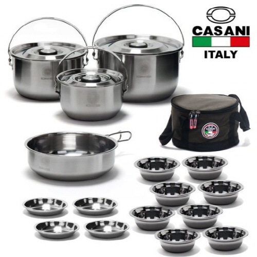 [까사니]_네이처 스텐코펠_8-9인용냄비(특대/대/중-1P씩)/팬_후라이팬1P/대접8P/접시4P/휴대용가방(보온/보냉)