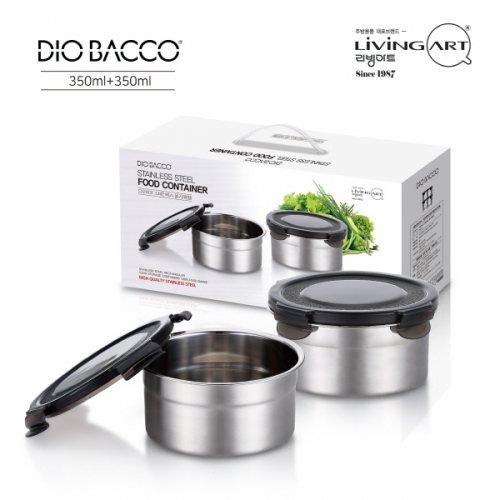 [리빙아트]_디오바코 스테인레스 원형찬통2종 (350mlx2)