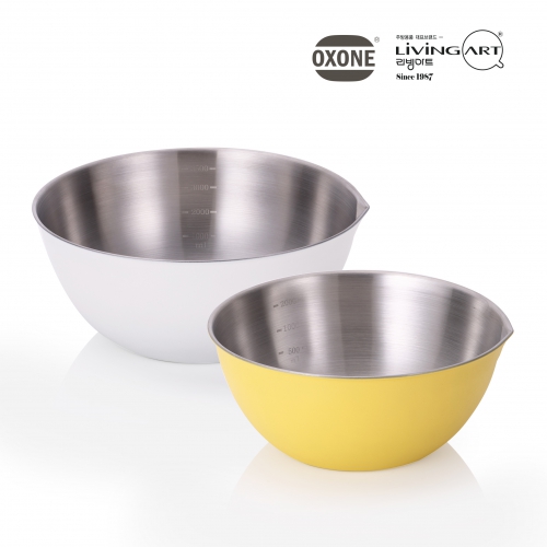 [리빙아트] 옥슨 OXONE 스텐 컬러 믹싱볼 2종세트 중 (22+26)