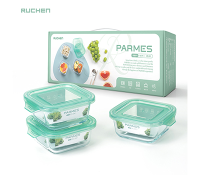 [루첸] 파르메스 내열유리용기 정사각3종세트(320ml*3개)