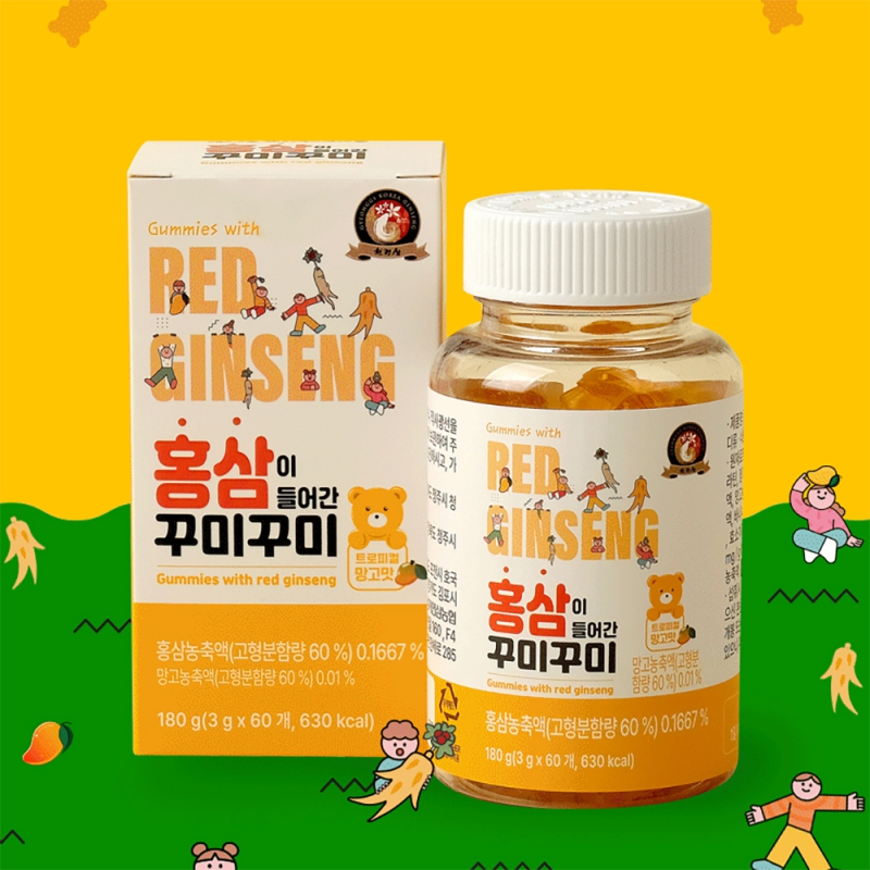 [1+1] 우리아이 홍삼 꾸미꾸미 젤리 60정 망고맛 상품이미지