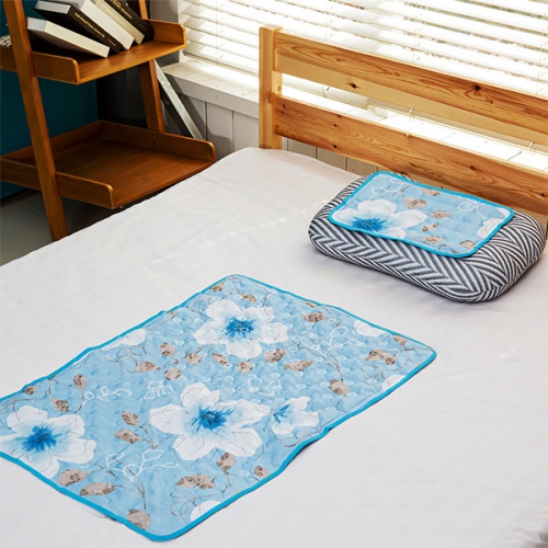 [루첸] 플라워 아이스 쿨매트 중형 2종세트 싱글 (FL-SL1)국내생산/쿨매트1장+쿨베개1장