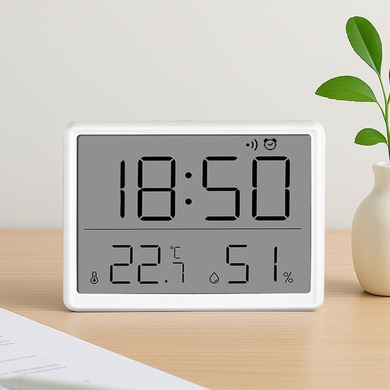 [레토] 온습도 탁상시계 자석부착 디지털 무소음 책상 알람시계 (LLC-TH10) 상품이미지