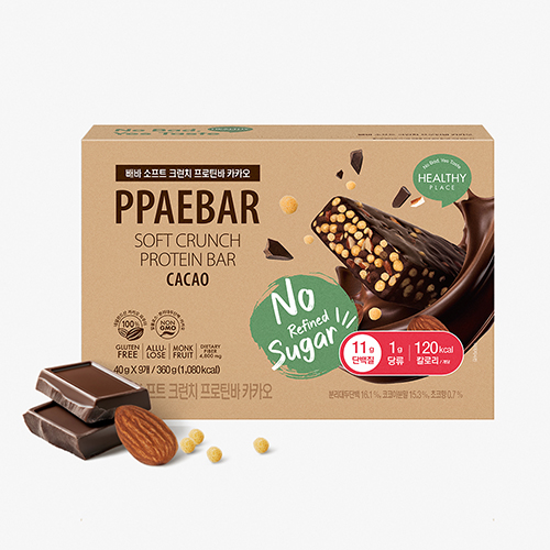 [PPAEBAR] 빼바 소프트 크런치바 카카오 9개입(저당/단백질바/제로슈가/120kcal개당) 상품이미지