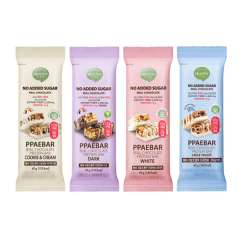 [PPAEBAR] 빼바 프로틴바 스타터팩 B세트(다크/그릭요거트/화이트/쿠키앤크림 각3개입 총12개입)