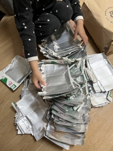 열심히 모은 우유팩 멸균팩. 