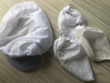 수산물 공장에서 쓰는 위생모자가 비누망으로 쓰기 좋아요