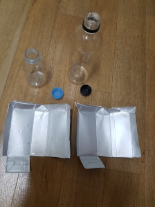 오늘 먹은 거 라벨 제거 및 멸균팩 말리기