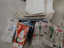 종이팩50개 모았어요~