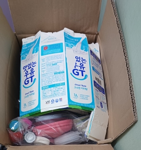 종이팩, 페트병 수거 참여