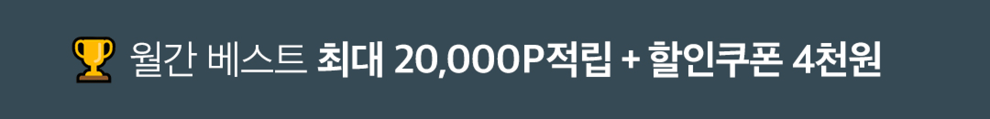 월간 베스트 최대 20,000P적립 + 할인쿠폰 4천원